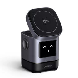 Incarcator wireless magnetic 2in1 cu emoji Ugreen, 25W, negru, 45775