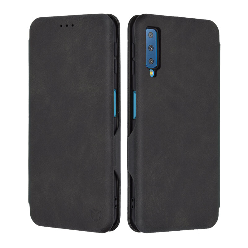 Husa 360° Samsung Galaxy A7 2018 Techsuit Safe Wallet Plus, negru