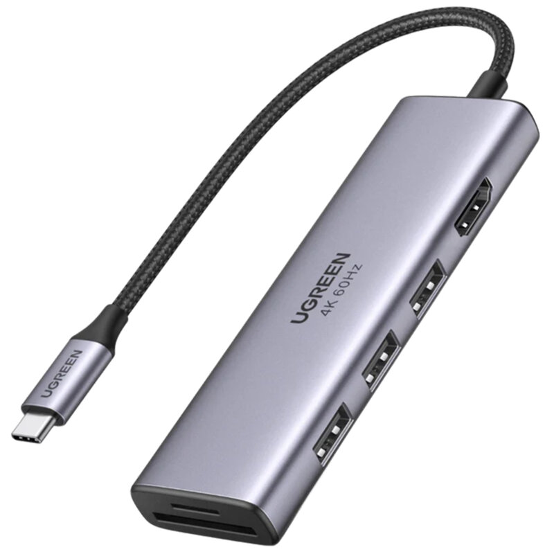 HUB 6in1 Type-C la 3x USB, HDMI 4K, SD/TF Ugreen, 0.2m, 60383