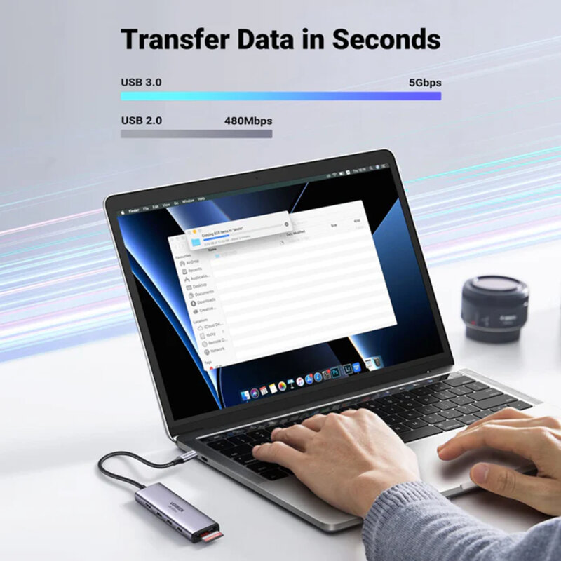 HUB 6in1 Type-C la 3x USB, HDMI 4K, SD/TF Ugreen, 0.2m, 60383