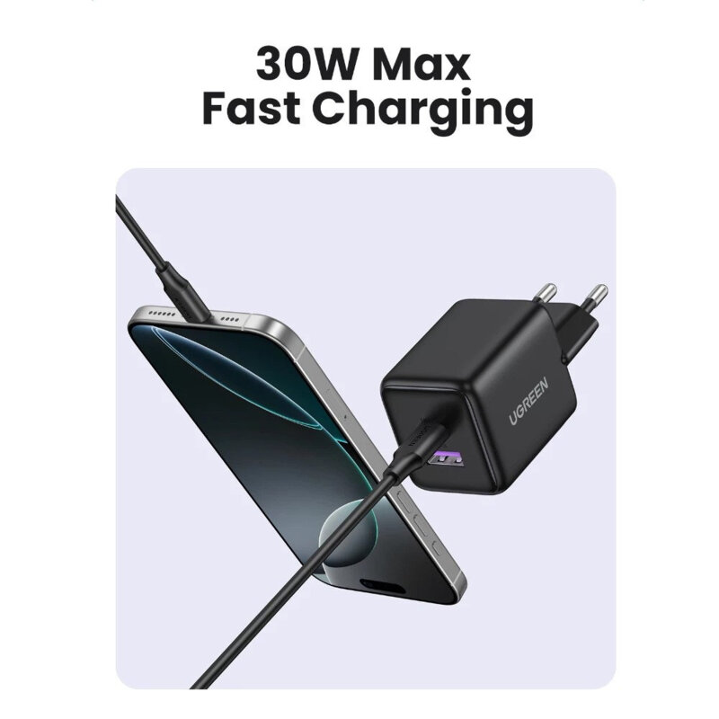 Incarcator tip C, USB, GaN, Fast Charge Ugreen, albastru, 65016