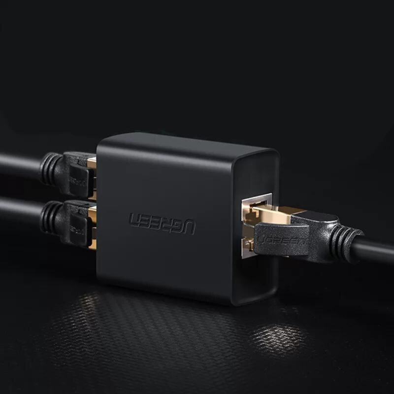 Splitter Ethernet, adaptor 2in1 RJ45 Ugreen, negru, 50923