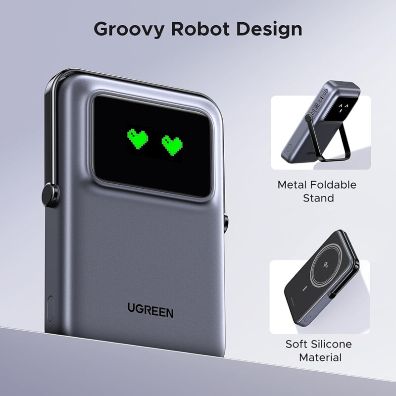 Power bank wireless cu display 10000mAh Ugreen, gri, 45329