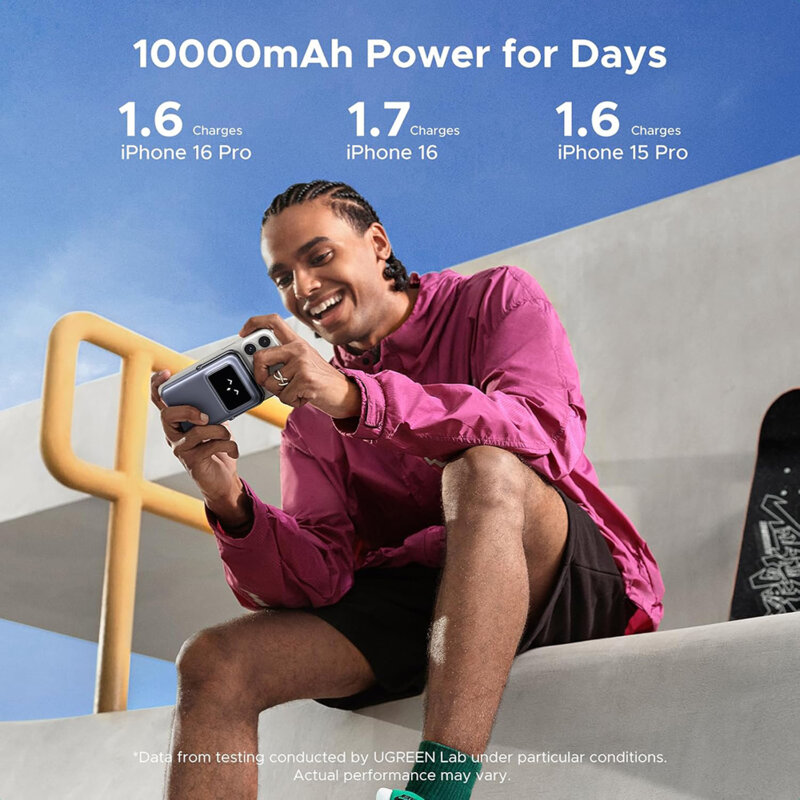 Power bank wireless cu display 10000mAh Ugreen, gri, 45329