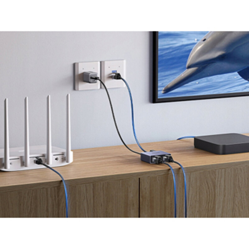 Splitter Ethernet, adaptor 2in1 RJ45 Ugreen, negru, 45311