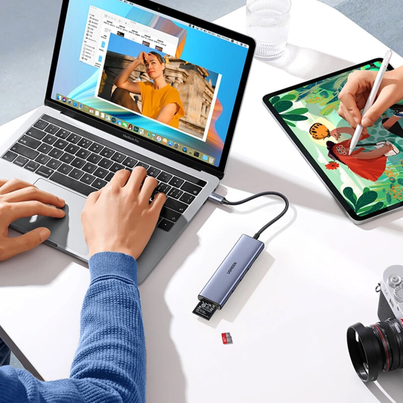 HUB 6in1 Type-C la 3x USB, HDMI, SD/TF slots Ugreen, 20956A