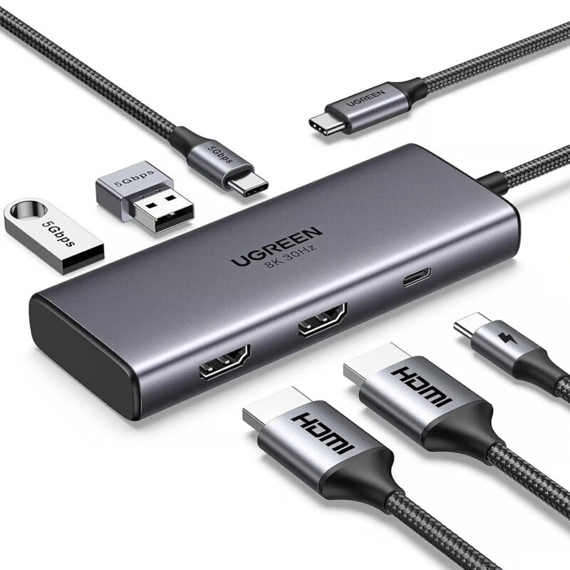 Hub USB-C la 2x USB, 2x HDMI, 2x Type-C PD100W Ugreen, 15852