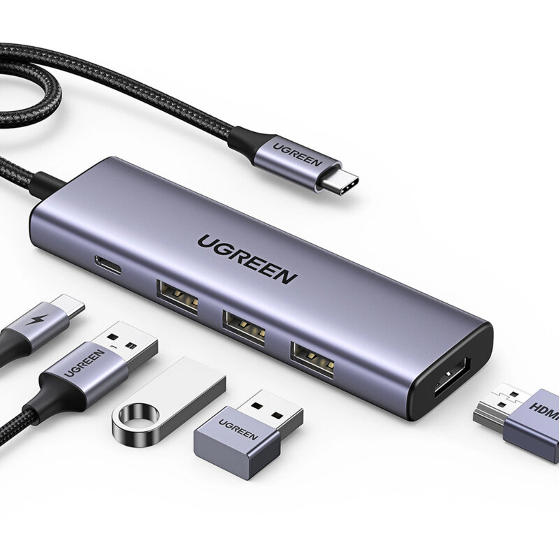 Hub 5in1 Type-C, USB3.0, HDMI Ugreen, 4K, 100W, 15597