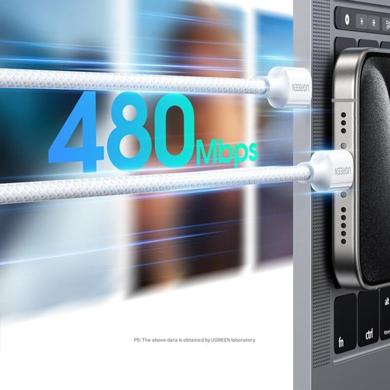 Cablu incarcare Type-C 60W, 3A, 1m Ugreen, gri, 35465