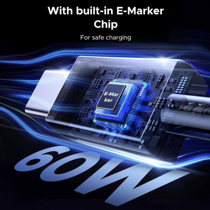 Cablu incarcare Type-C 60W, 3A, 1m Ugreen, gri, 55765