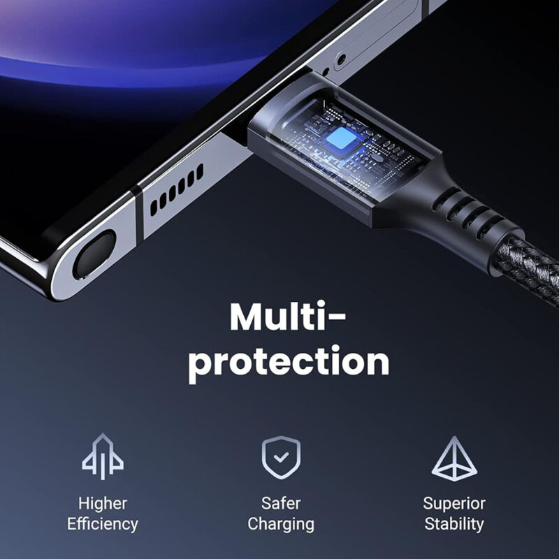 Cablu incarcare Type-C 60W, 3A, 2m Ugreen, gri, 15374