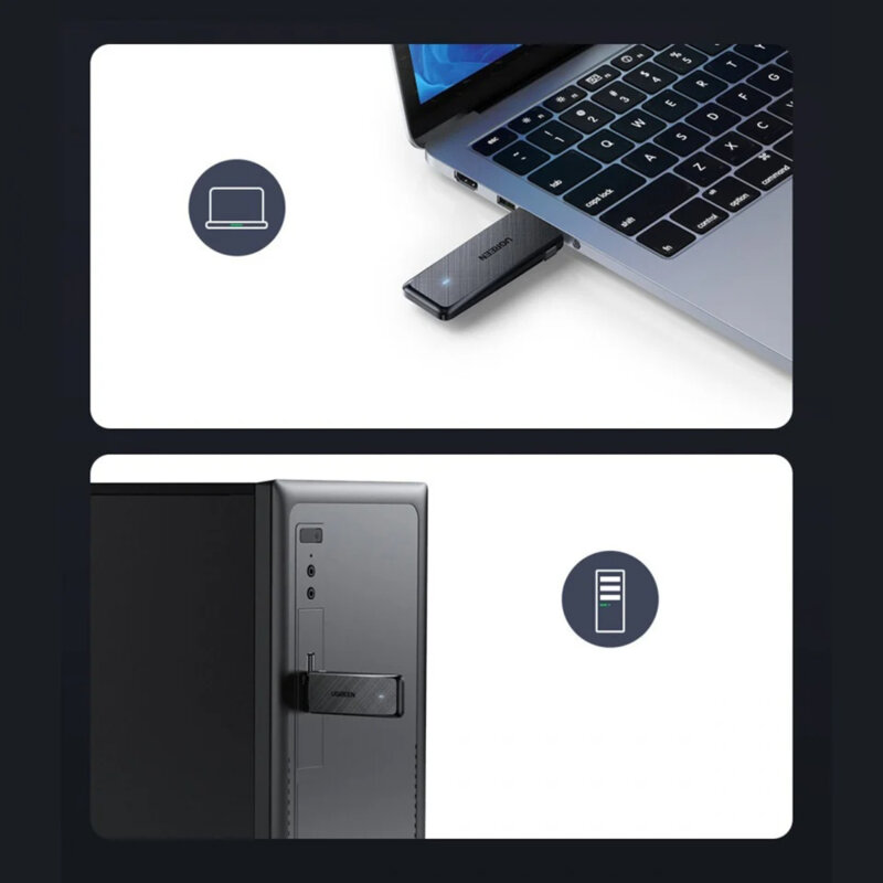 Adaptor Wi-Fi USB stick Ugreen, 2.4Ghz/5Ghz, negru, 50340