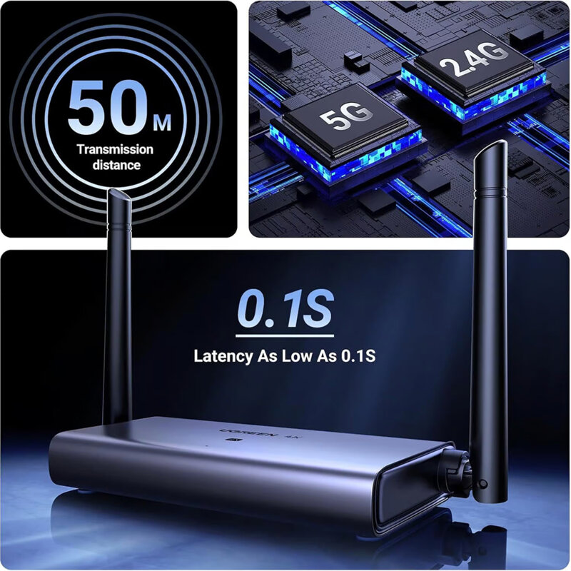 Transmitator si receptor wireless HDMI Ugreen, 50M (4K@60Hz), negru, 90909A