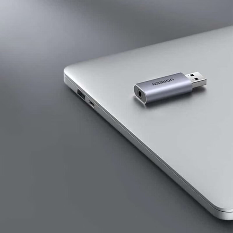 Adaptor USB la Jack Ugreen, sunet stereo, negru, 80864