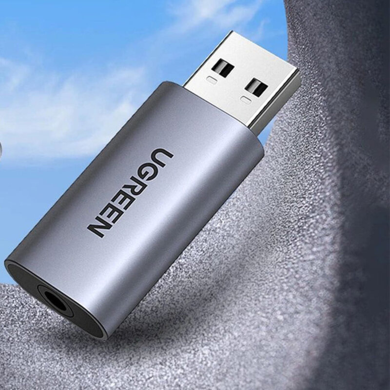 Adaptor USB la Jack Ugreen, sunet stereo, negru, 80864