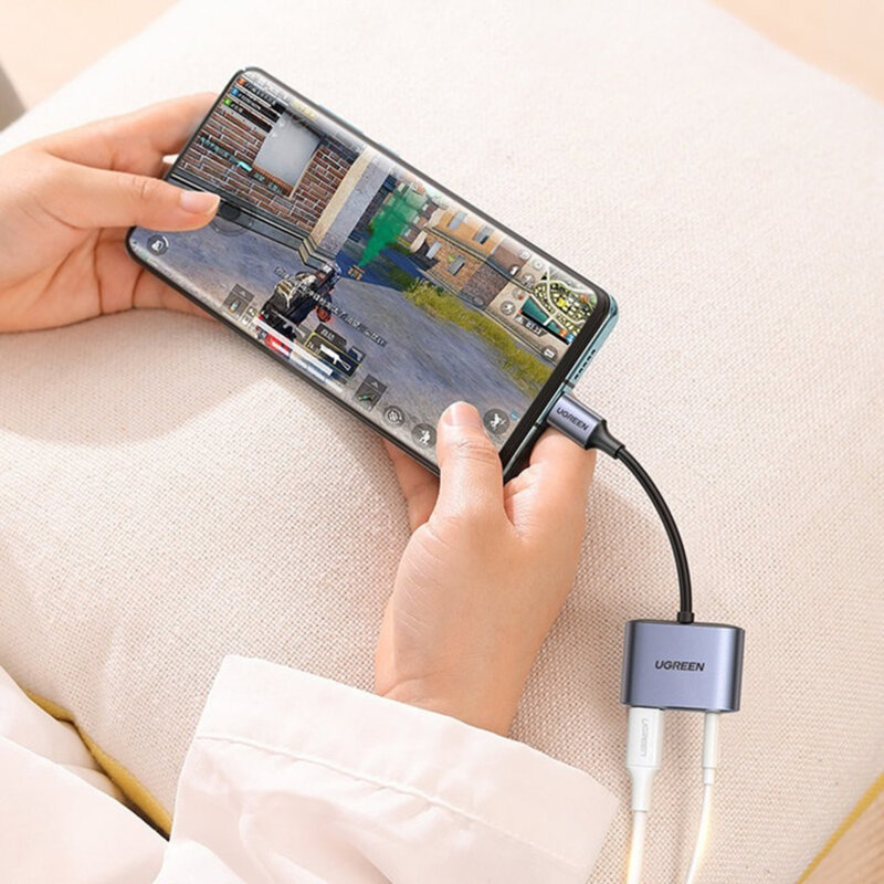 Adaptor audio Type-C Ugreen, stereo output, 30W, gri, 60164