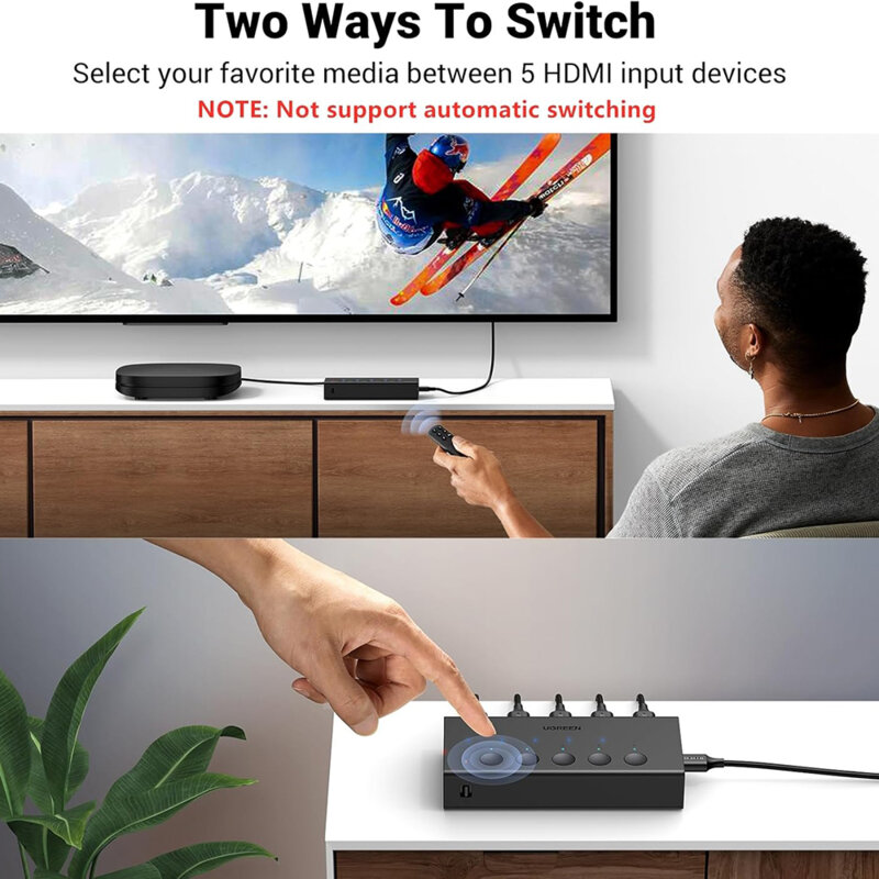 Switch HDMI 5in1 + IR, suport 3D Ugreen, negru, 4K@60Hz, 90512