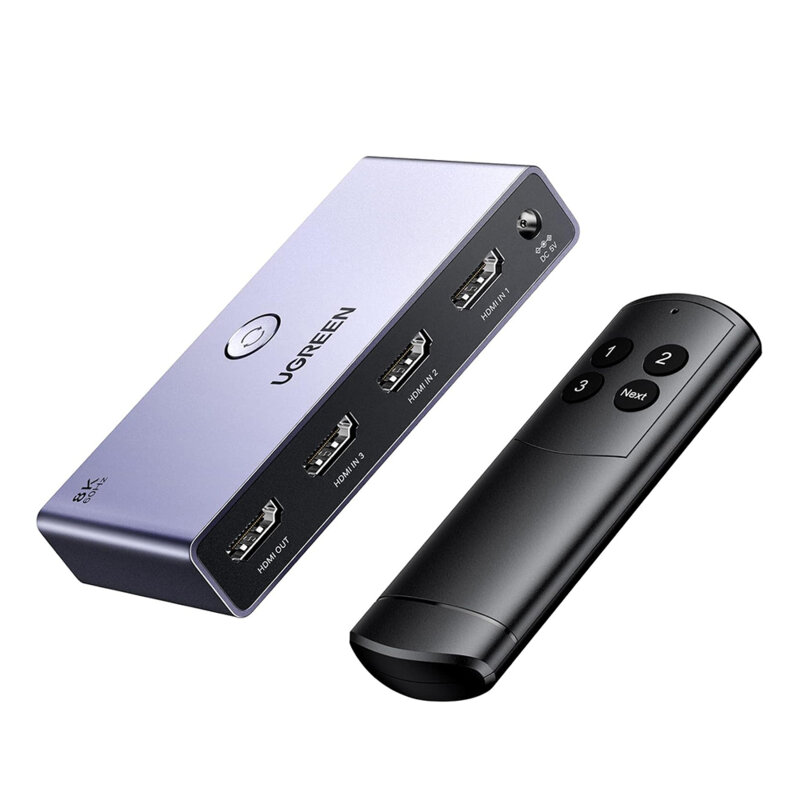 Switch HDMI 3in 1out Ugreen, negru, 8K@60Hz, Dolby/Stereo, 15604