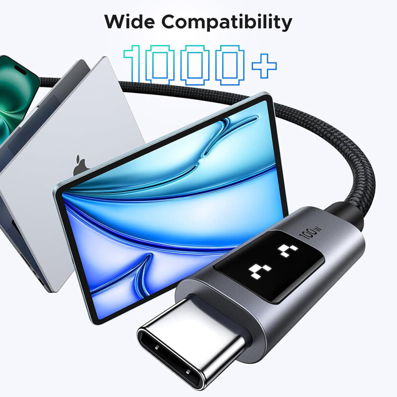 Cablu incarcare Type-C 100W, 5A, 0.5m Ugreen, gri, 45612