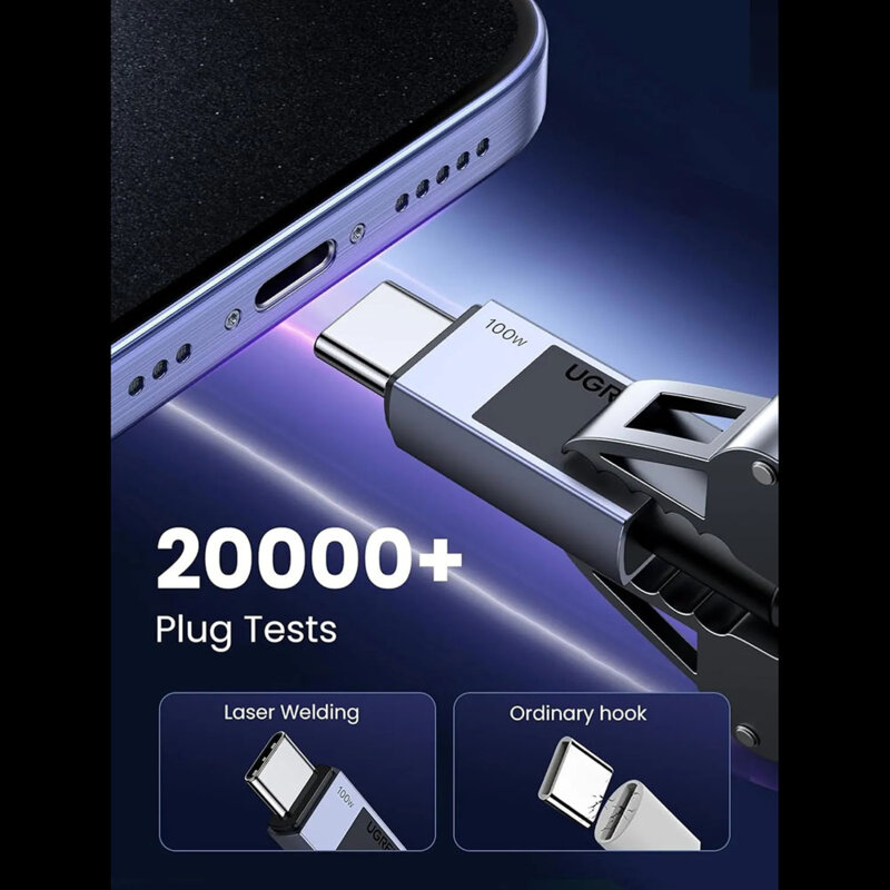 Cablu de date Type-C Fast Charge 100W, 1m Ugreen, gri, 45063