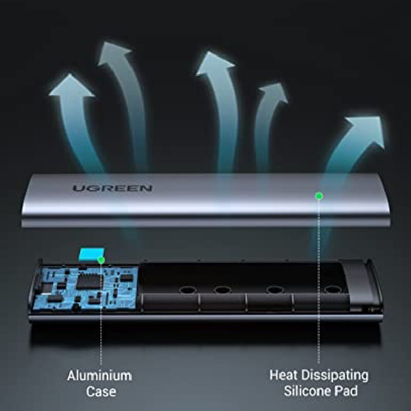 Carcasa SSD M.2 NVMeUgreen, 10Gbps, gri, 10902