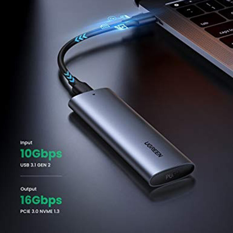 Carcasa SSD M.2 NVMeUgreen, 10Gbps, gri, 10902