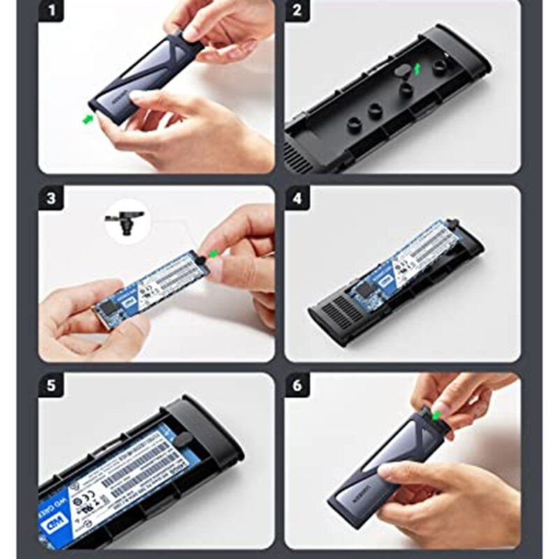 Carcasa SSD M.2 NVMeUgreen, 10Gbps, gri, 10902