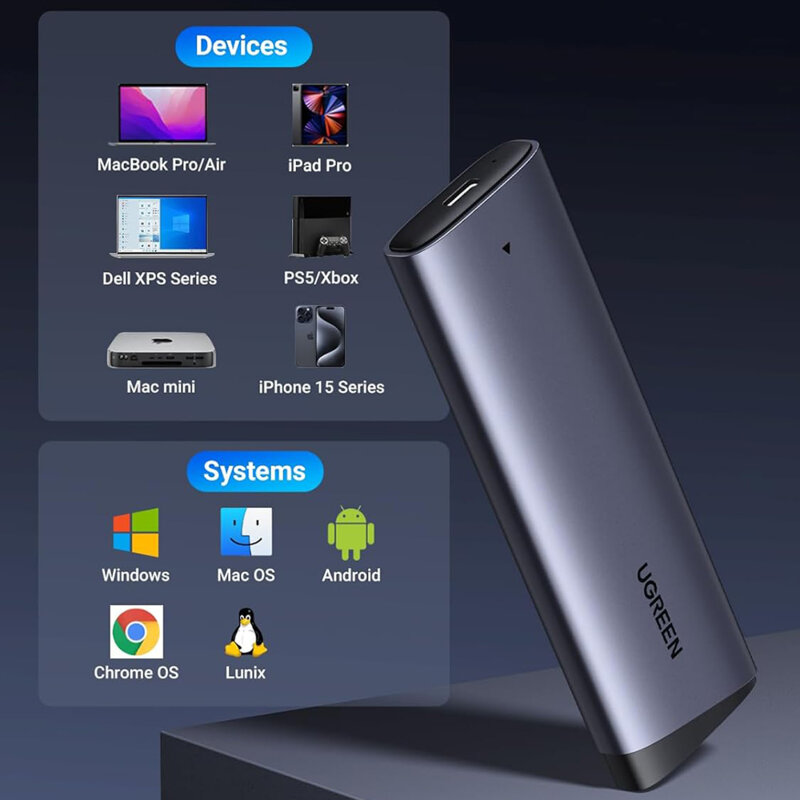 Carcasa SSD, M.2 NVMe Ugreen, 10Gbps, gri, 35267