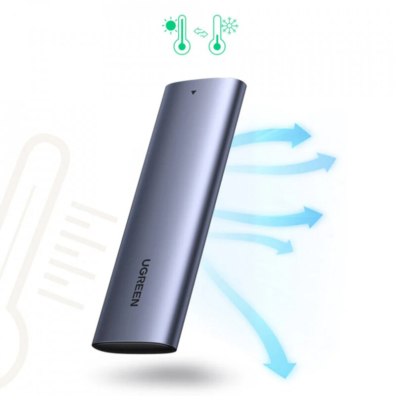 Carcasa pentru SSD M.2 SATA + cablu Type-C Ugreen, gri, 10903