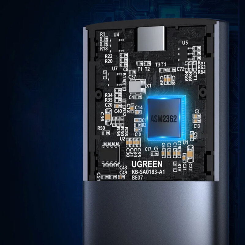 Carcasa pentru SSD M.2 SATA + cablu Type-C Ugreen, gri, 10903