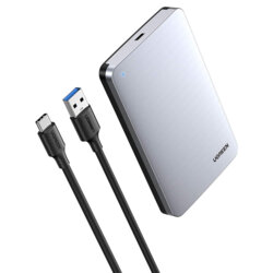 Carcasa rack HDD/SSD, SATA + cablu USB la Type-C Ugreen, 6Gbps, gri, 70498