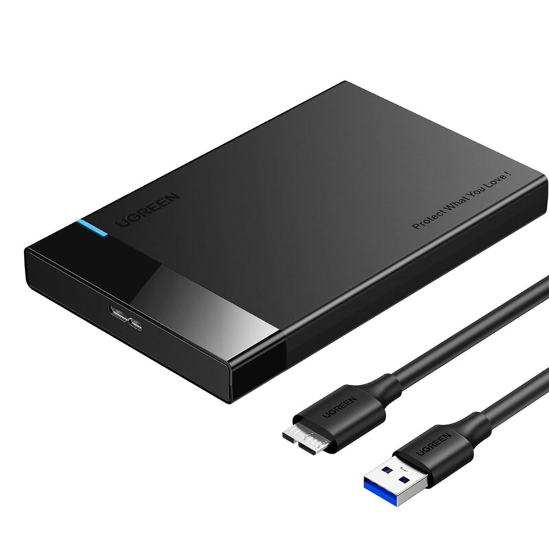 Carcasa rack HDD/SDD + cablu Micro-USB Ugreen, 6Gbps, negru, 30848
