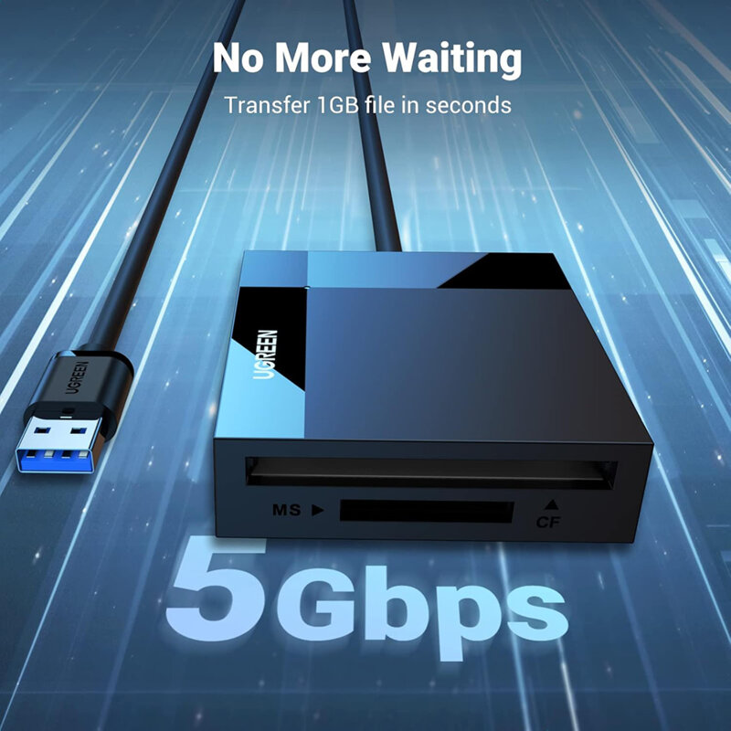 Card reader USB la SD/TF/CF/MS Card Ugreen, 5Gbps, negru, 30333