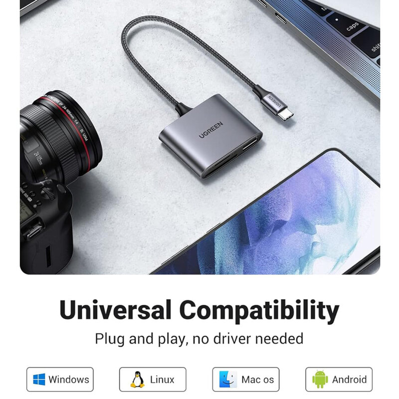 Card reader tip C la USB, TF/SD Card Ugreen, gri, 80798