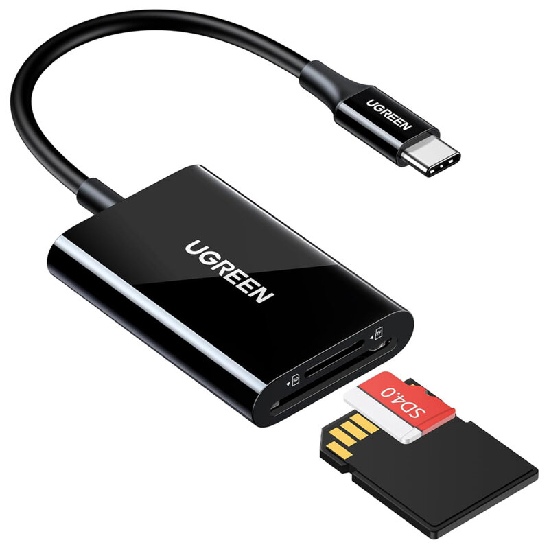 Adaptor USB-C, card reader TF/SD Ugreen, 170MB/s, negru, 35622