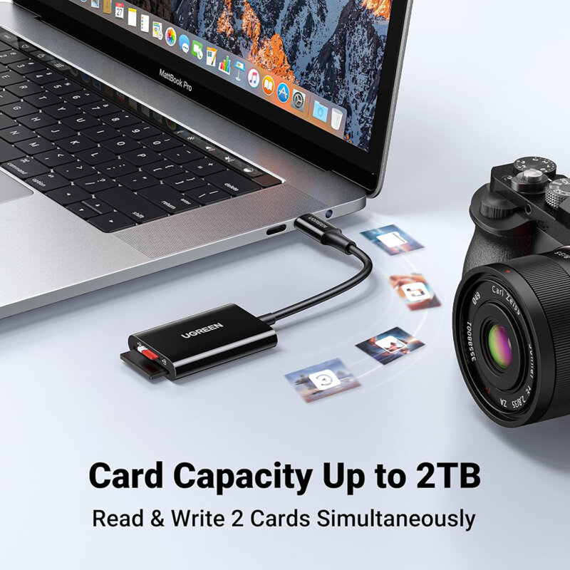 Adaptor USB-C, card reader TF/SD Ugreen, 170MB/s, negru, 35622