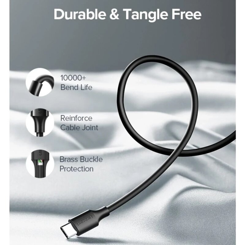 Cablu de date Type-C PD18W, 1m Ugreen, negru, 60116