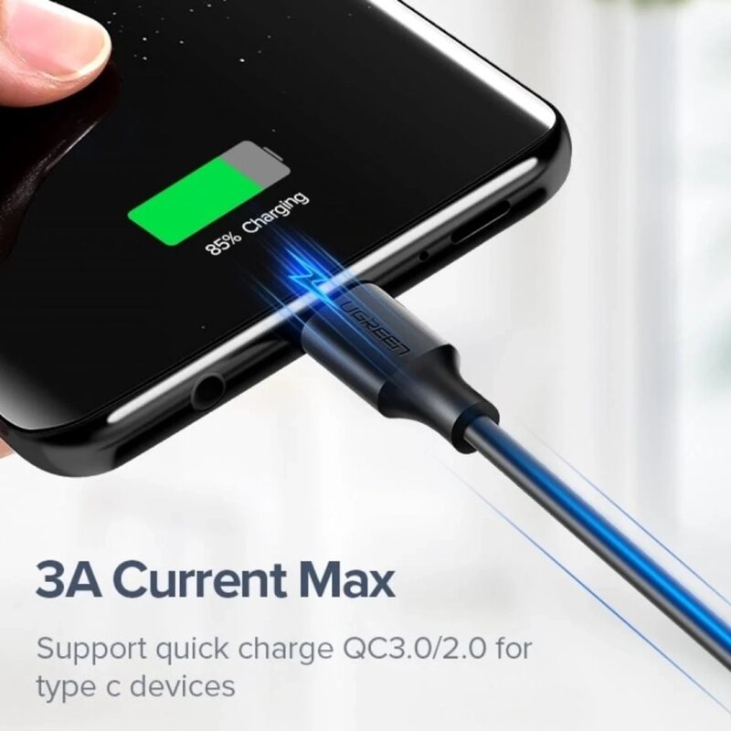 Cablu de date Type-C PD18W, 1m Ugreen, negru, 60116