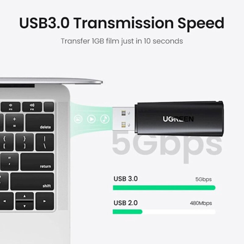 Card reader USB la SD/TF Ugreen, 5Gbps, negru, 60722