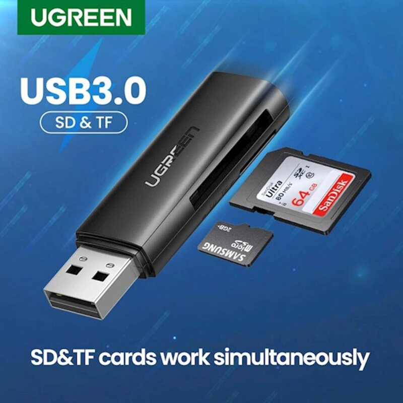 Card reader USB la SD/TF Ugreen, 5Gbps, negru, 60722