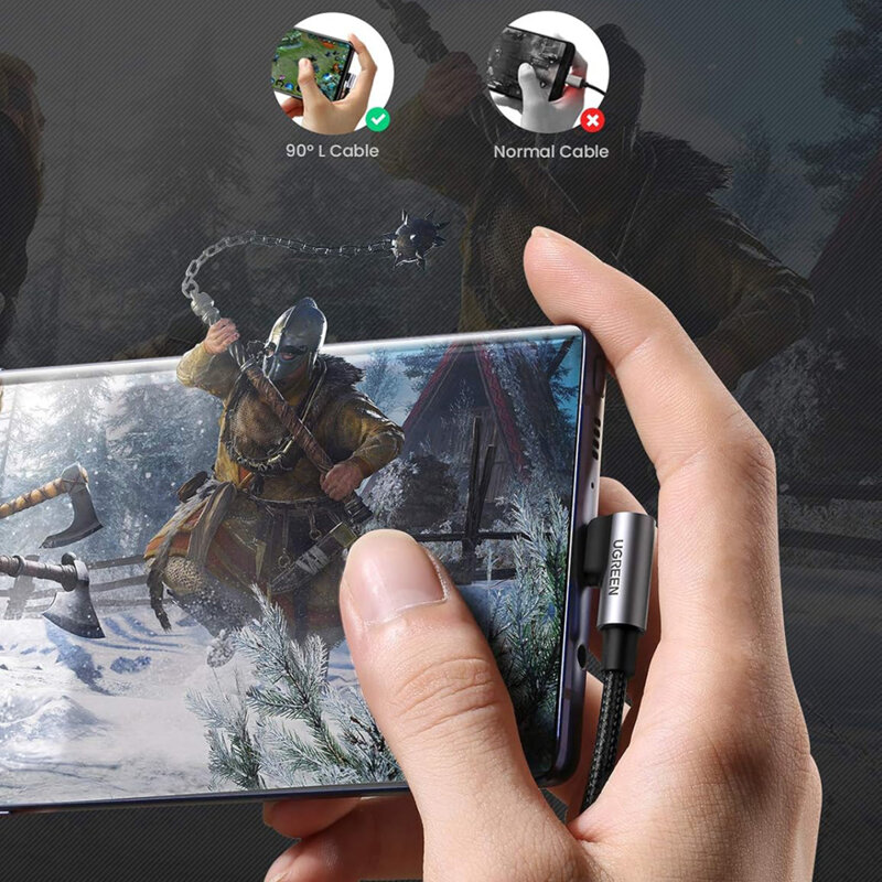 Cablu de date Fast Charge Type-C 18W, 2m, Ugreen, gri, 20857