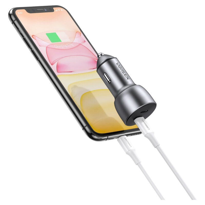 Incarcator masina 2x USB-C pentru telefon Ugreen, 60W, 70594