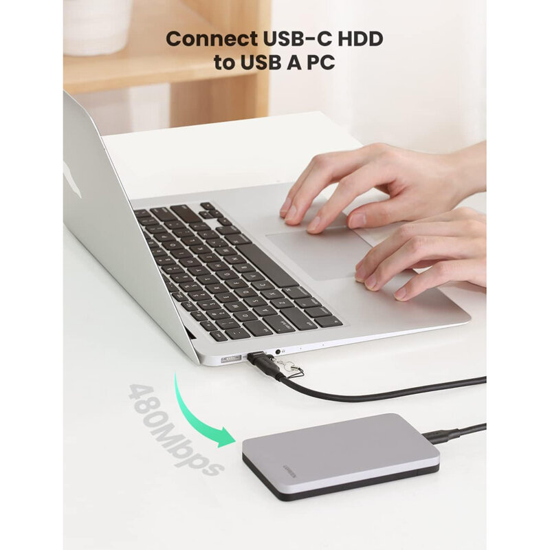 Adaptor USB Male la USB-C Female, 3A Ugreen, negru, 50568