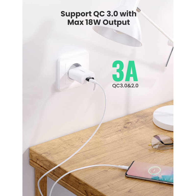 Adaptor USB Male la USB-C Female, 3A Ugreen, negru, 50568