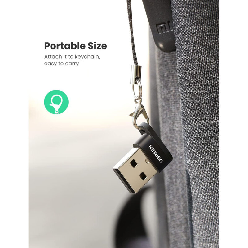 Adaptor USB Male la USB-C Female, 3A Ugreen, negru, 50568