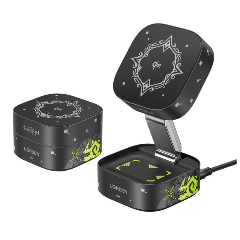 Incarcator wireless MagSafe 2in1 Ugreen ft. Genshin Impact, 15W