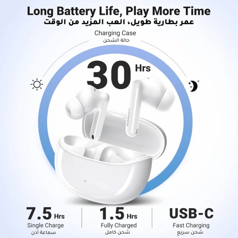 Casti Bluetooth Active Noise-Cancelling Ugreen, alb, 35725