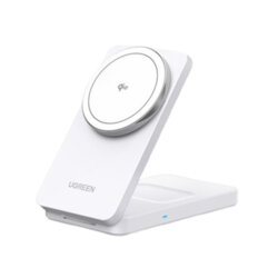 Incarcator wireless magnetic 2in1 Ugreen, USB-C, 20W, alb, 45057