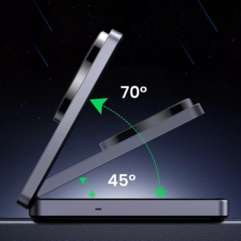 Incarcator wireless magnetic 2in1 Ugreen, USB-C, 20W, alb, 45057