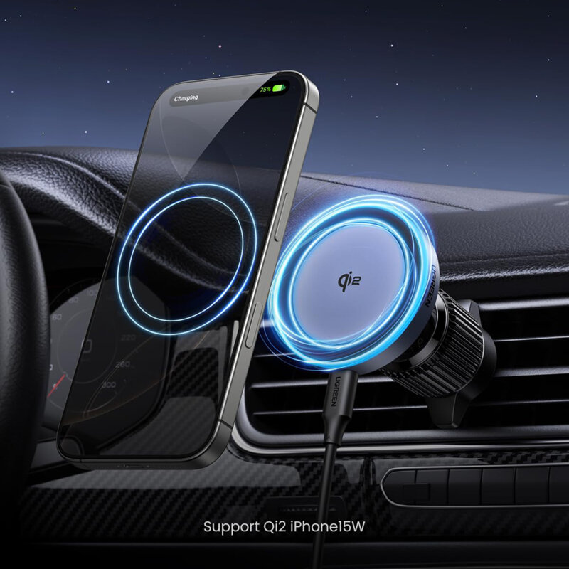 Suport auto grila ventilatie, incarcator wireless 15W Ugreen, 35970